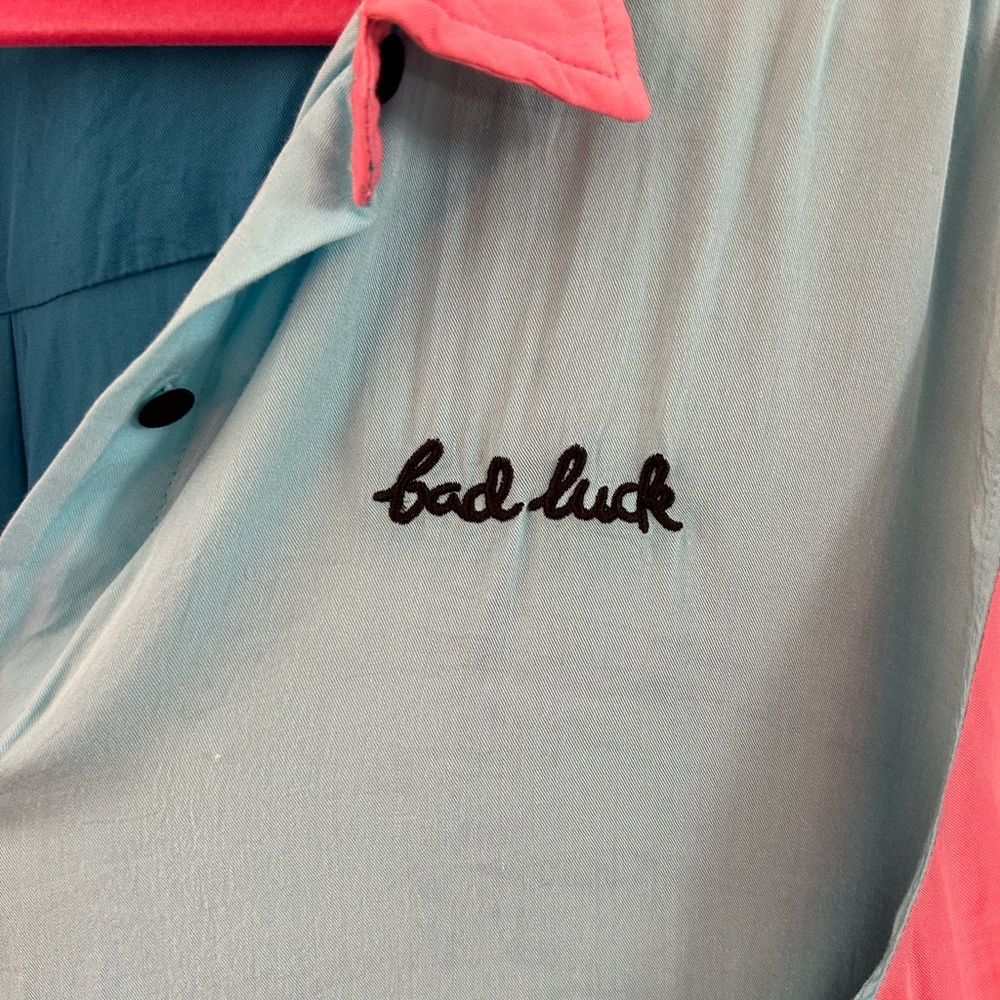 Lazy Oaf Bad Luck Embroidered Button Down Sz Ml - image 3